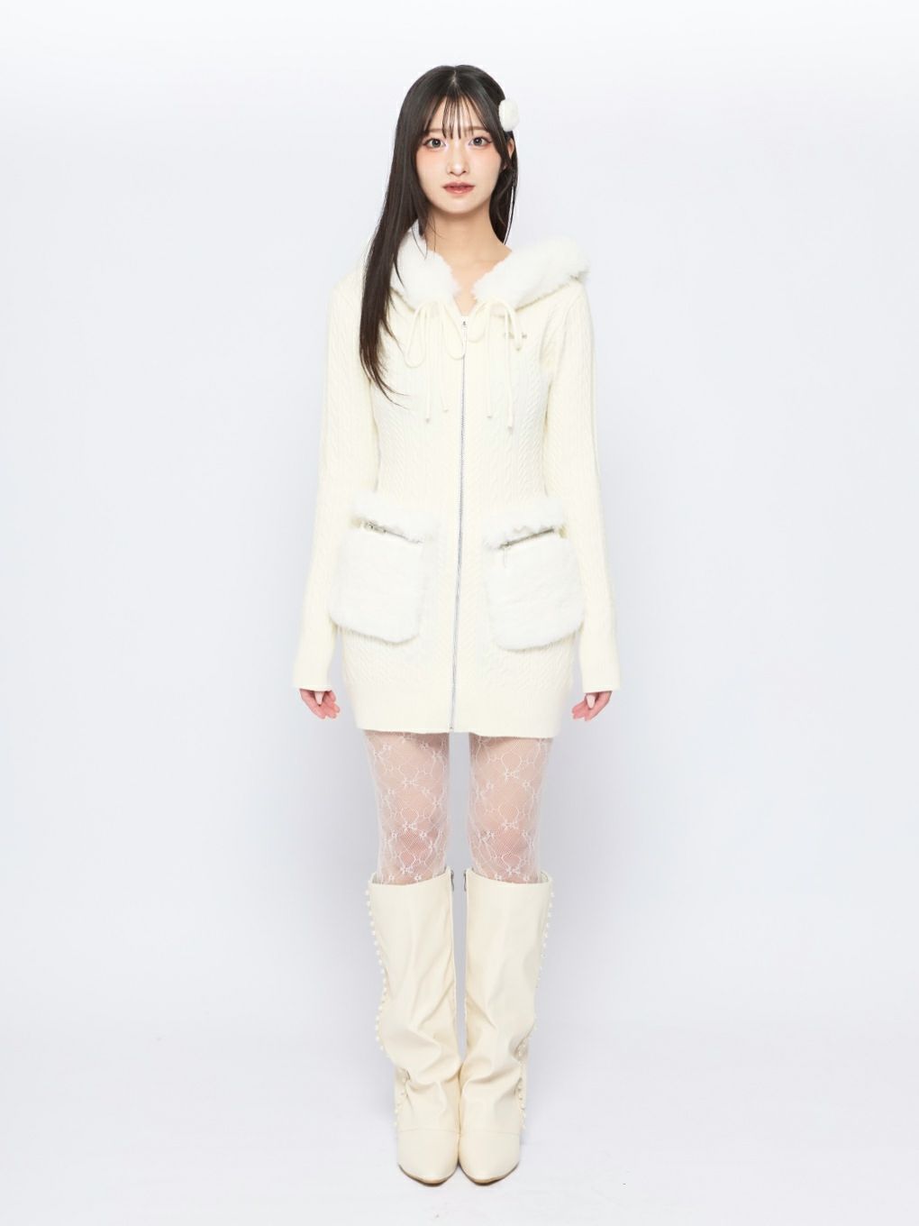  【BUBBLES】ケーブルニットワンピース