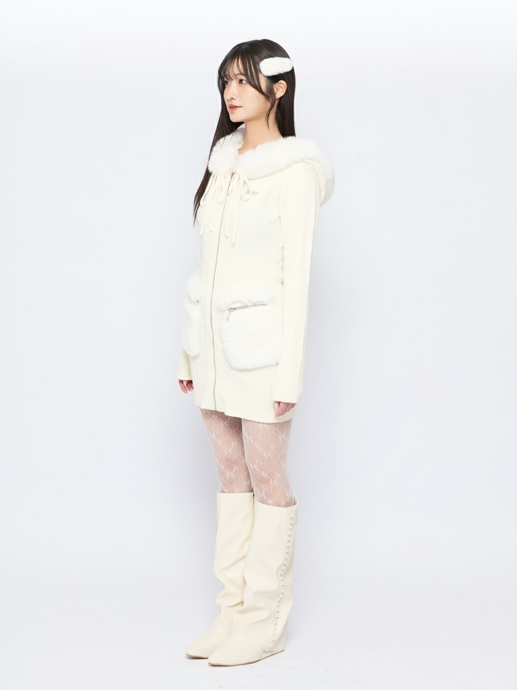  【BUBBLES】ケーブルニットワンピース