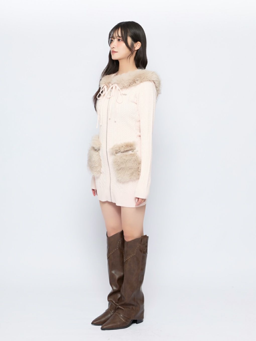  【BUBBLES】ケーブルニットワンピース