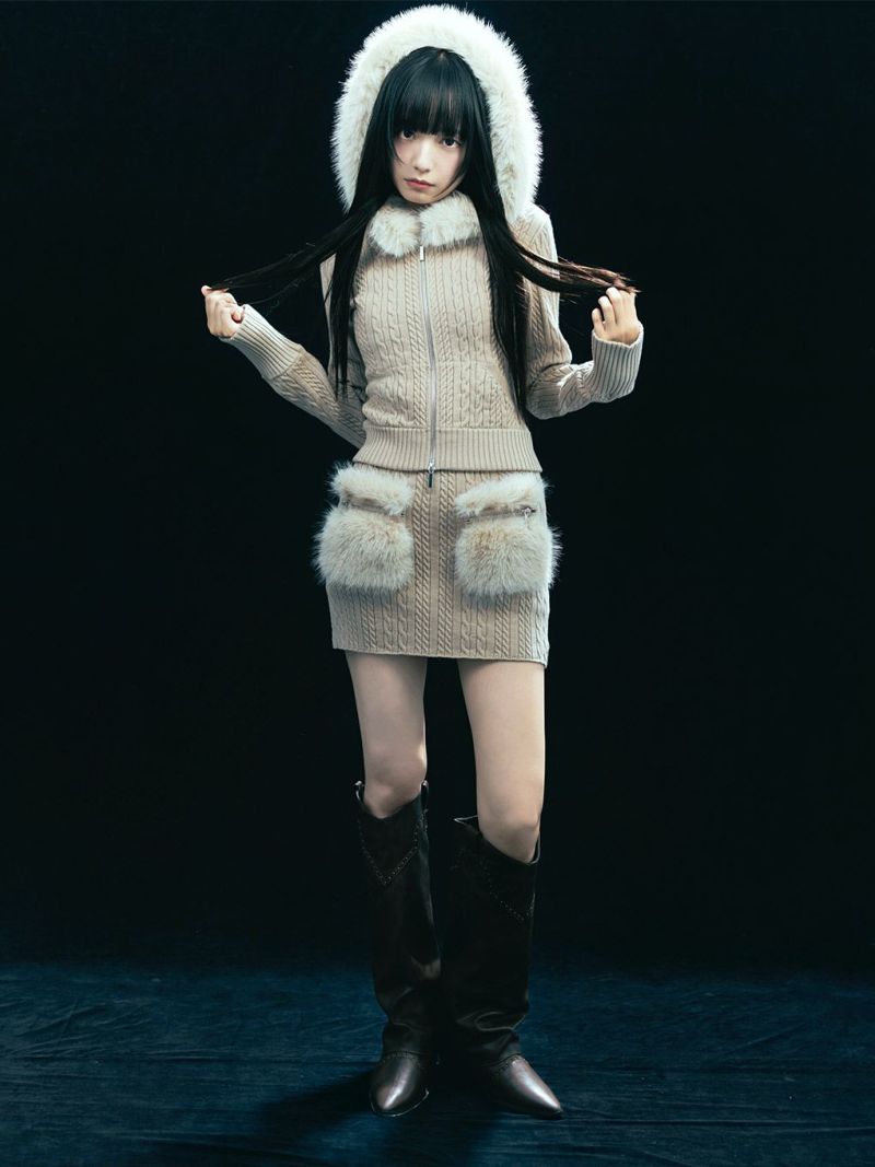 BUBBLES】ケーブルニットパーカーセットアップ | sparkling mall