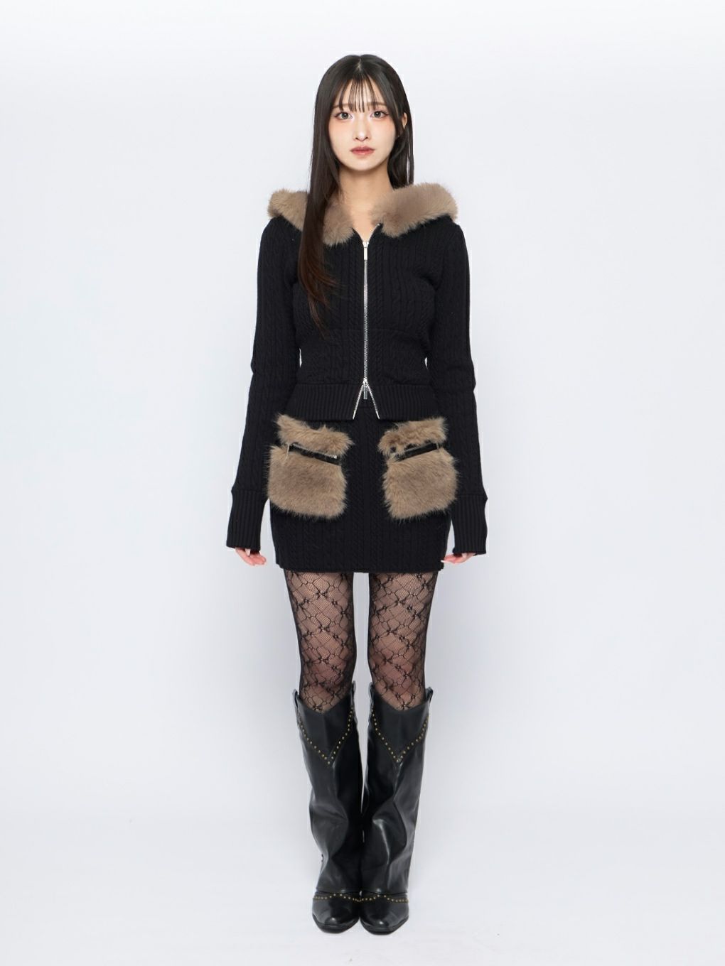 【BUBBLES】ケーブルニットパーカーセットアップ