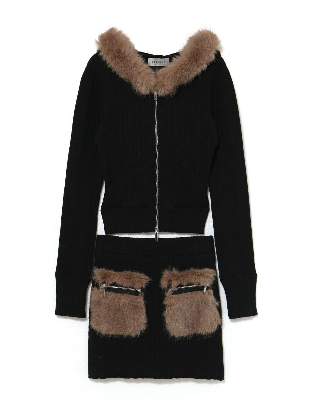 【BUBBLES】ケーブルニットパーカーセットアップ