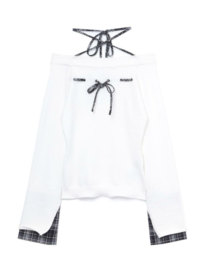 BUBBLES】チェックリボンニットトップス | sparkling mall online store