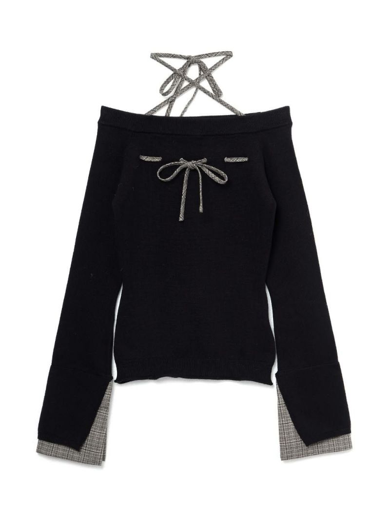 BUBBLES】チェックリボンニットトップス | sparkling mall online store