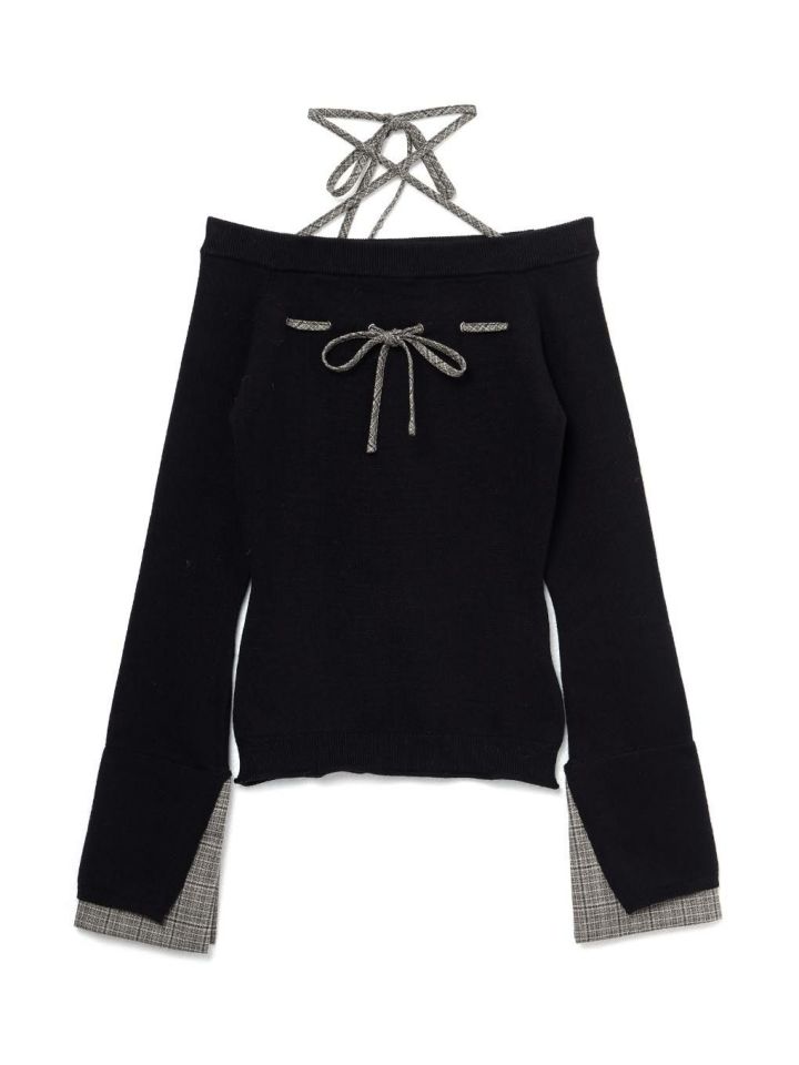 BUBBLES リボンケーブルニットトップス BUBBLES リボンケーブルニットトップス ピンク Bubbles（ニット