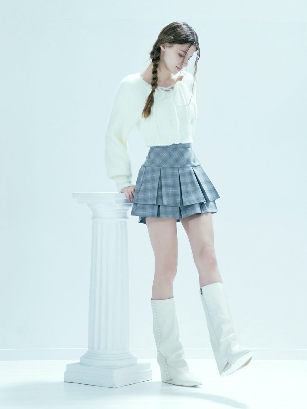 【BUBBLES】クロップドシャギーカーディガン