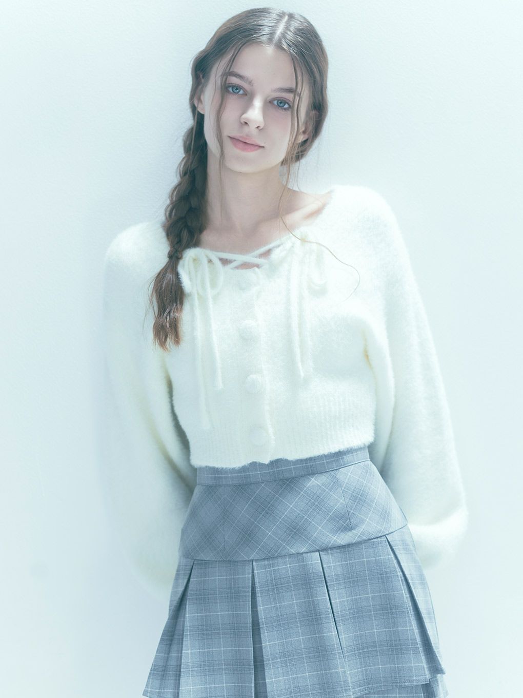 【BUBBLES】クロップドシャギーカーディガン