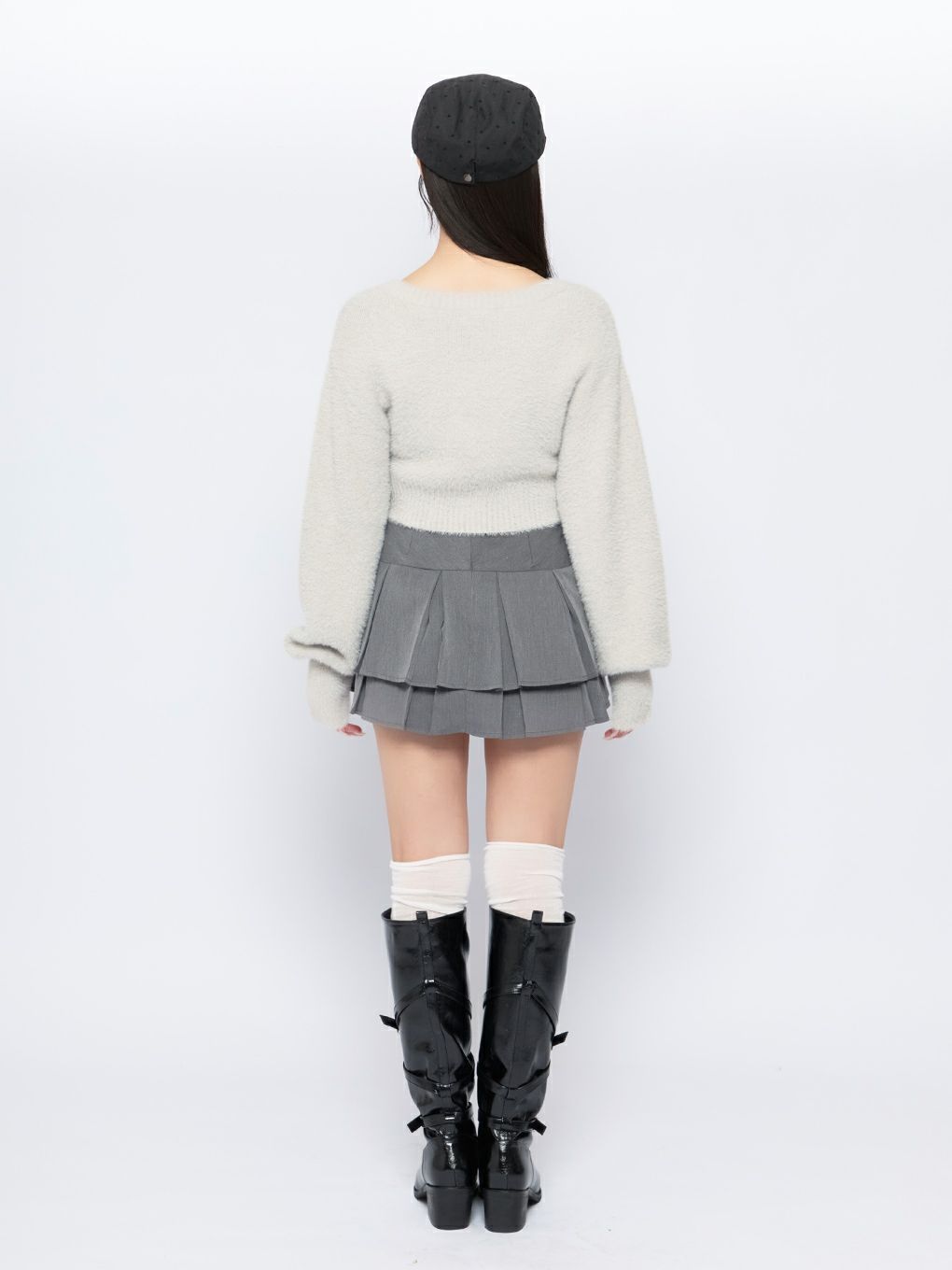 【BUBBLES】クロップドシャギーカーディガン