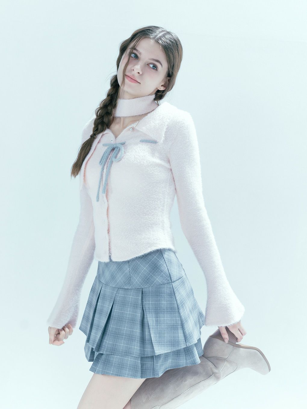 【BUBBLES】シャギーニットシャツ