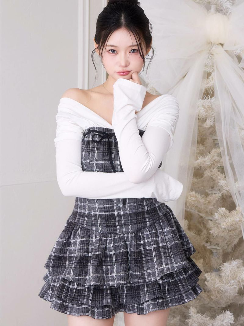 BUBBLES】チェックレイヤードワンピース | sparkling mall online store