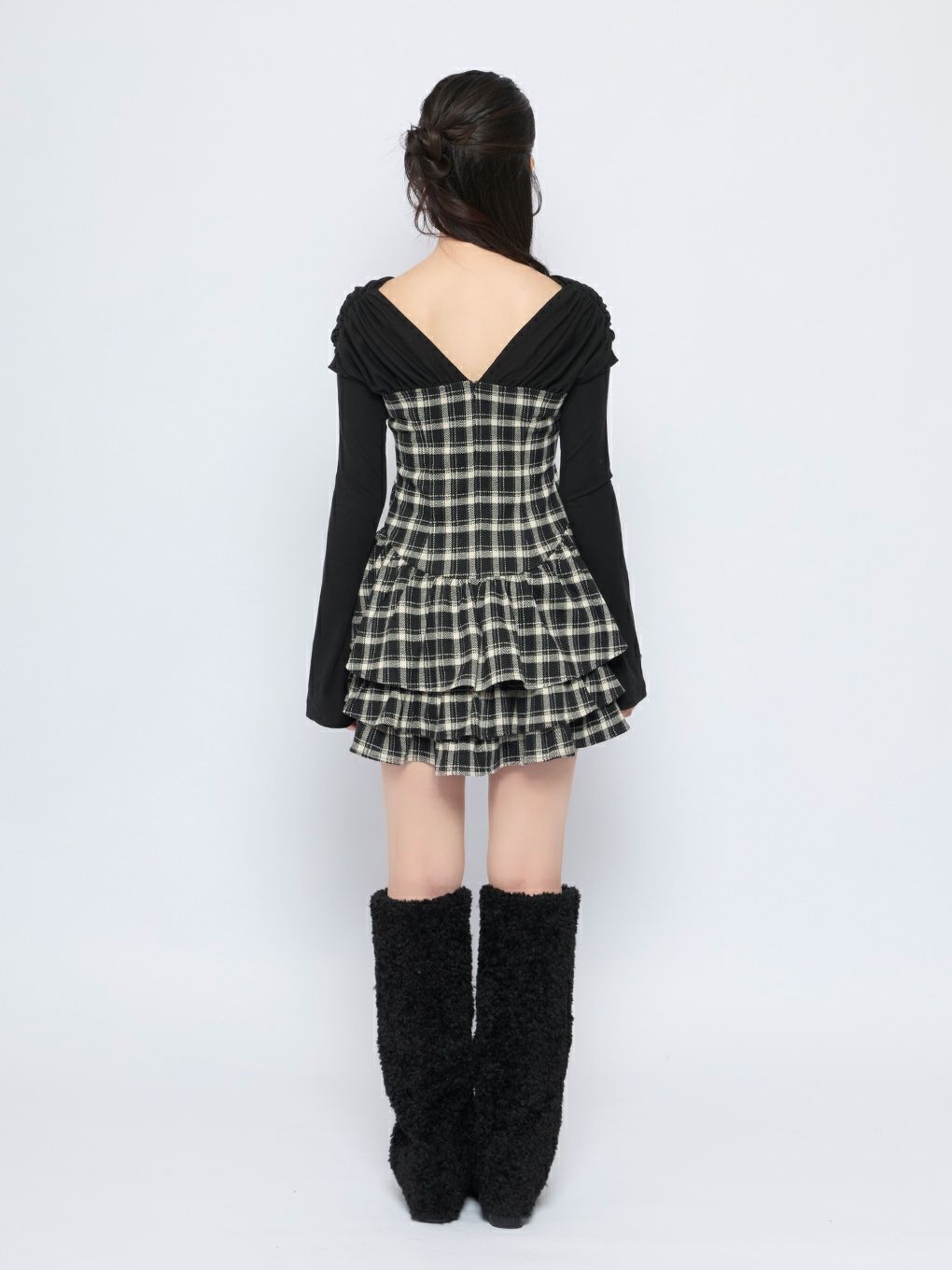 【BUBBLES】チェックレイヤードワンピース