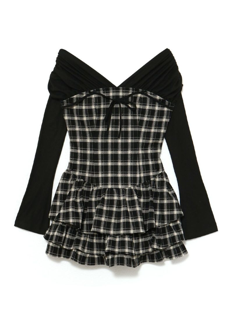BUBBLES チェックレイヤードワンピース BUBBLES】チェックレイヤードワンピース | sparkling mall online store