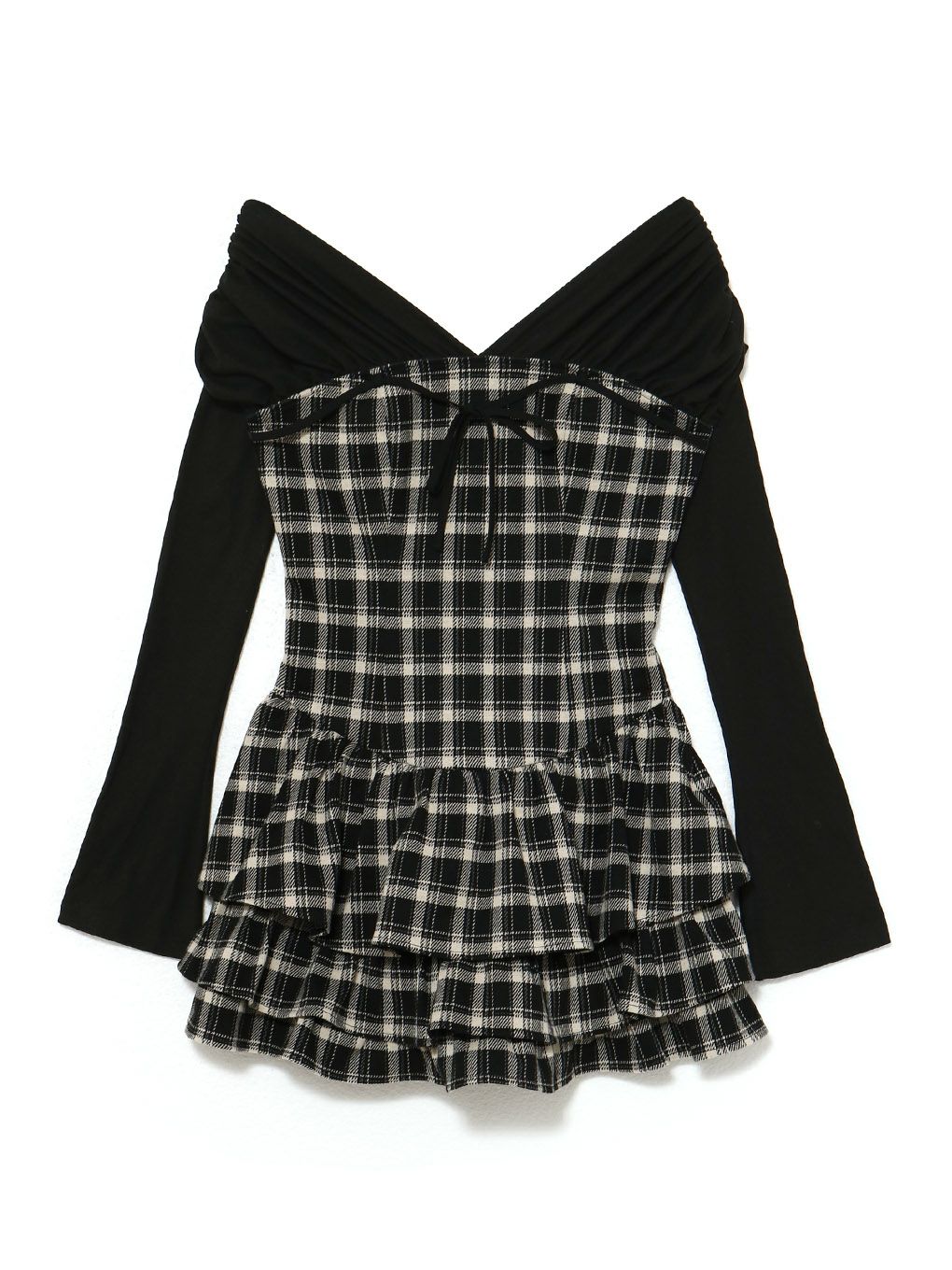 【BUBBLES】チェックレイヤードワンピース