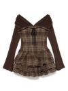 BUBBLES チェックレイヤードワンピース ブラウン 新品タグ付き♡ BUBBLES】チェックレイヤードワンピース | sparkling mall online store