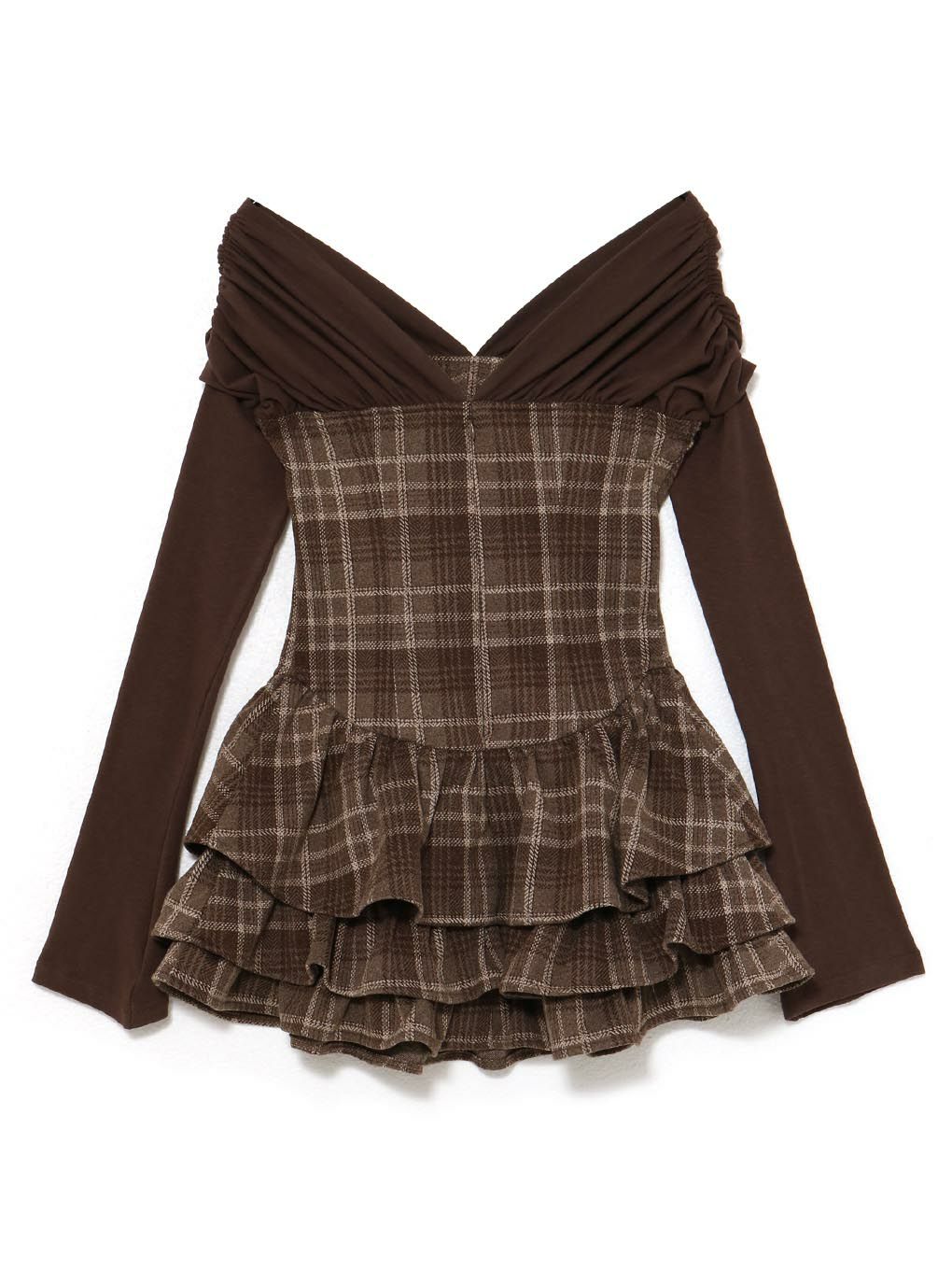 【BUBBLES】チェックレイヤードワンピース