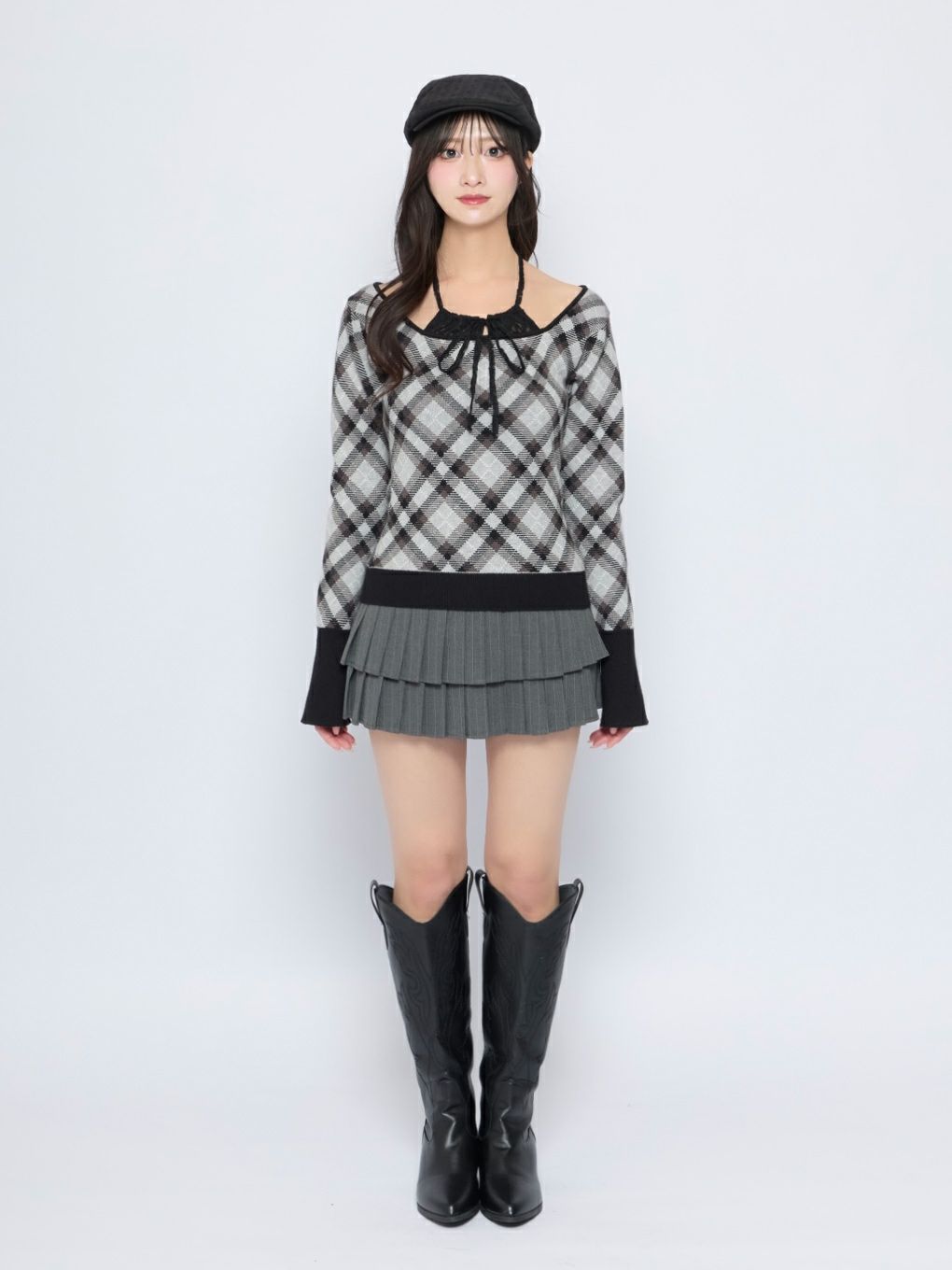 【BUBBLES】レースデコルテニットトップス