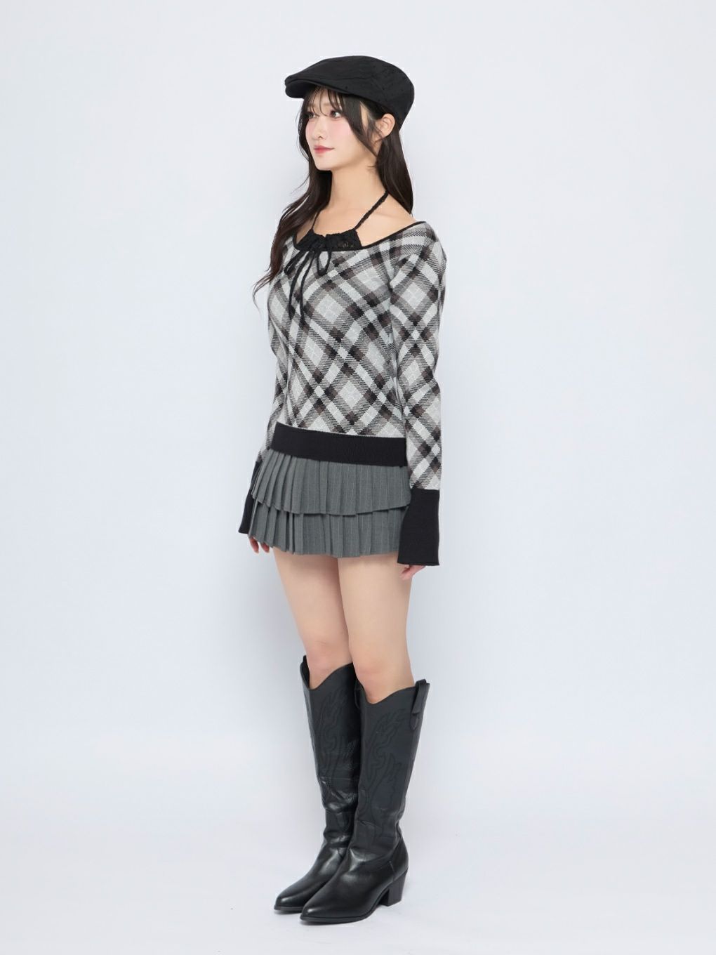 【BUBBLES】レースデコルテニットトップス