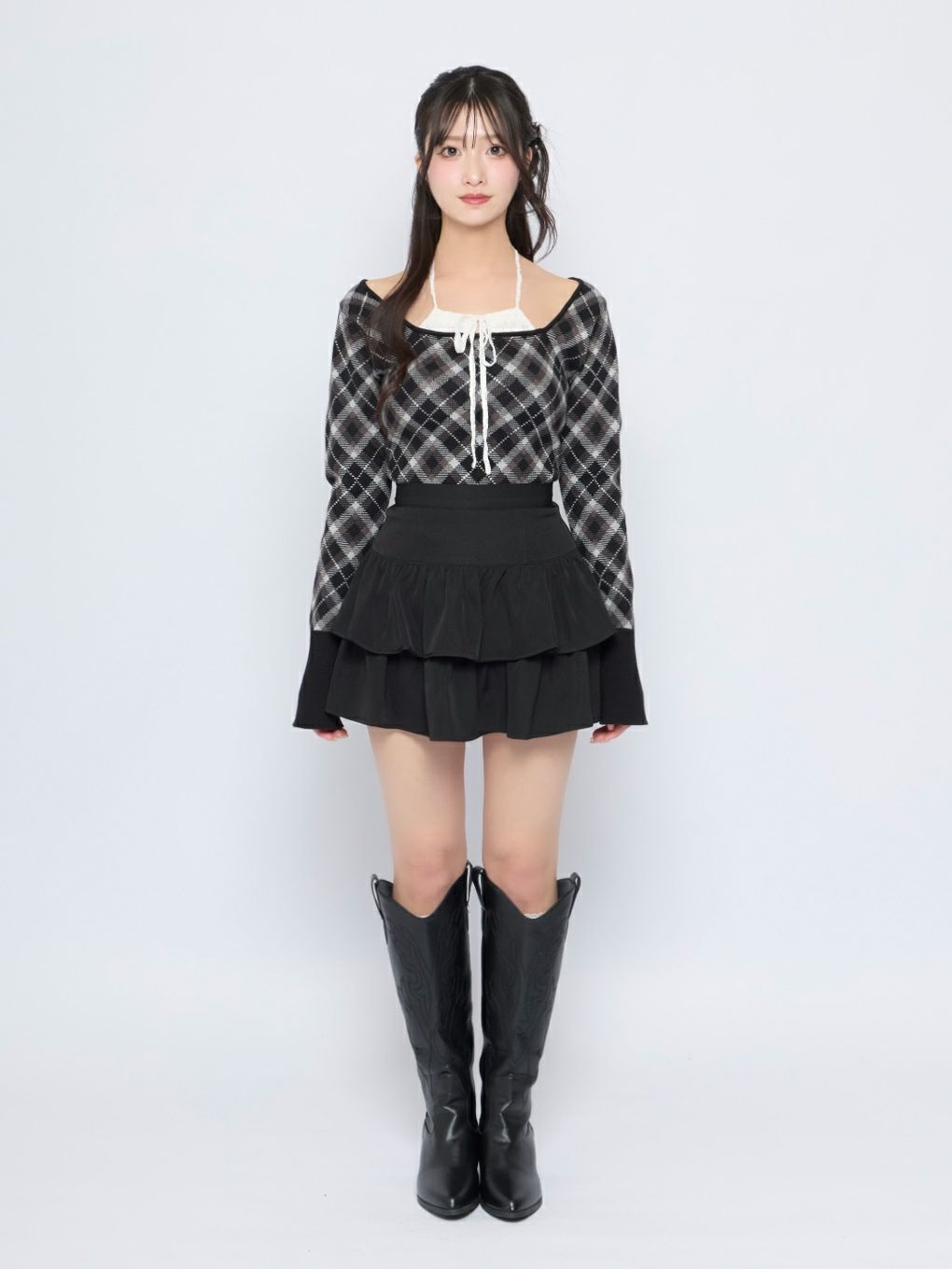 【BUBBLES】レースデコルテニットトップス