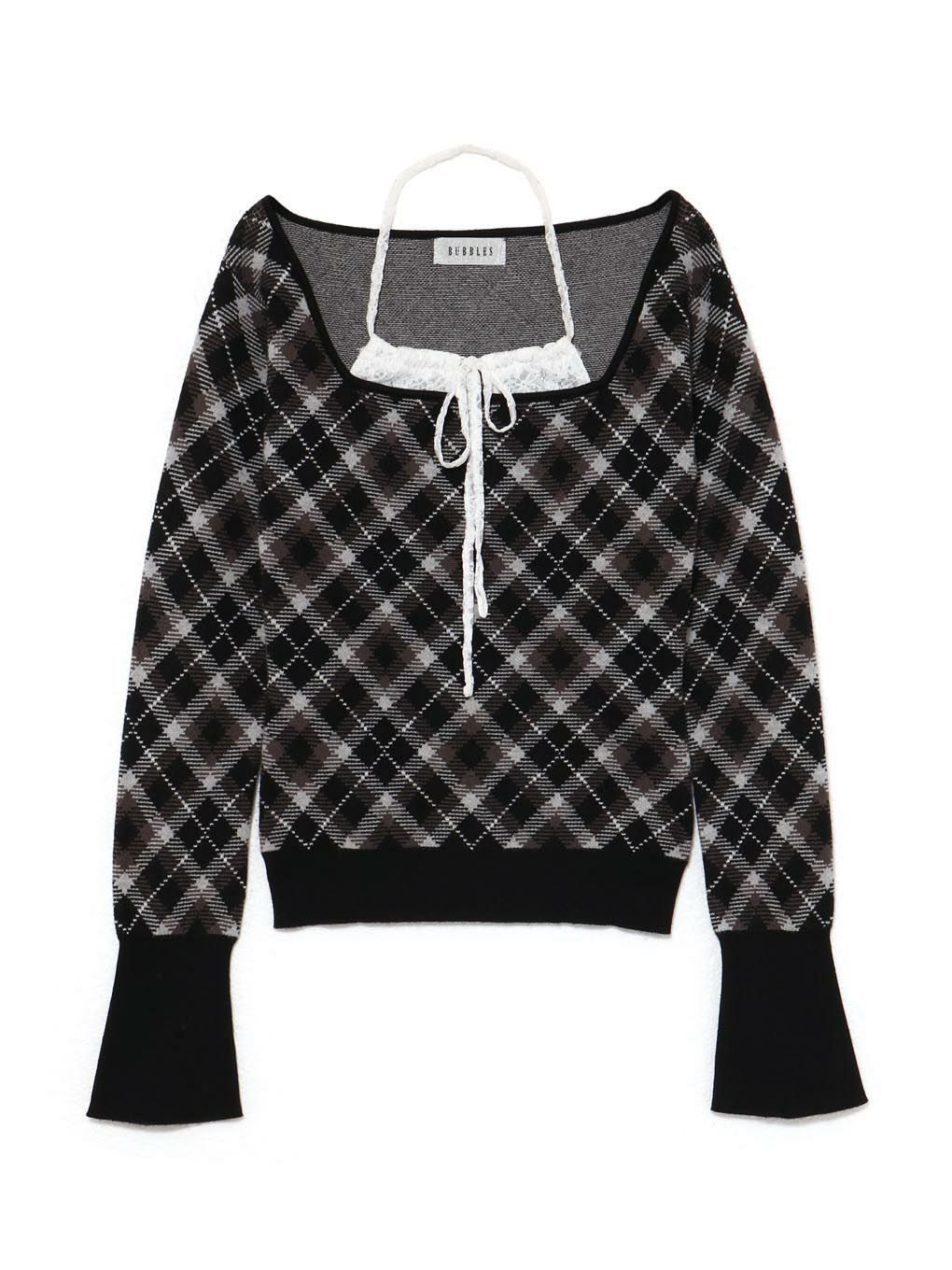 【BUBBLES】レースデコルテニットトップス