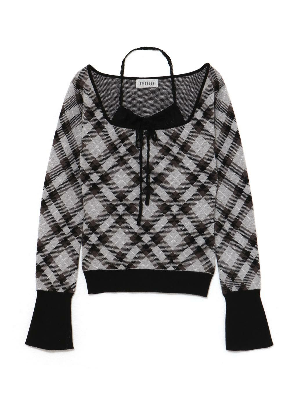 【BUBBLES】レースデコルテニットトップス