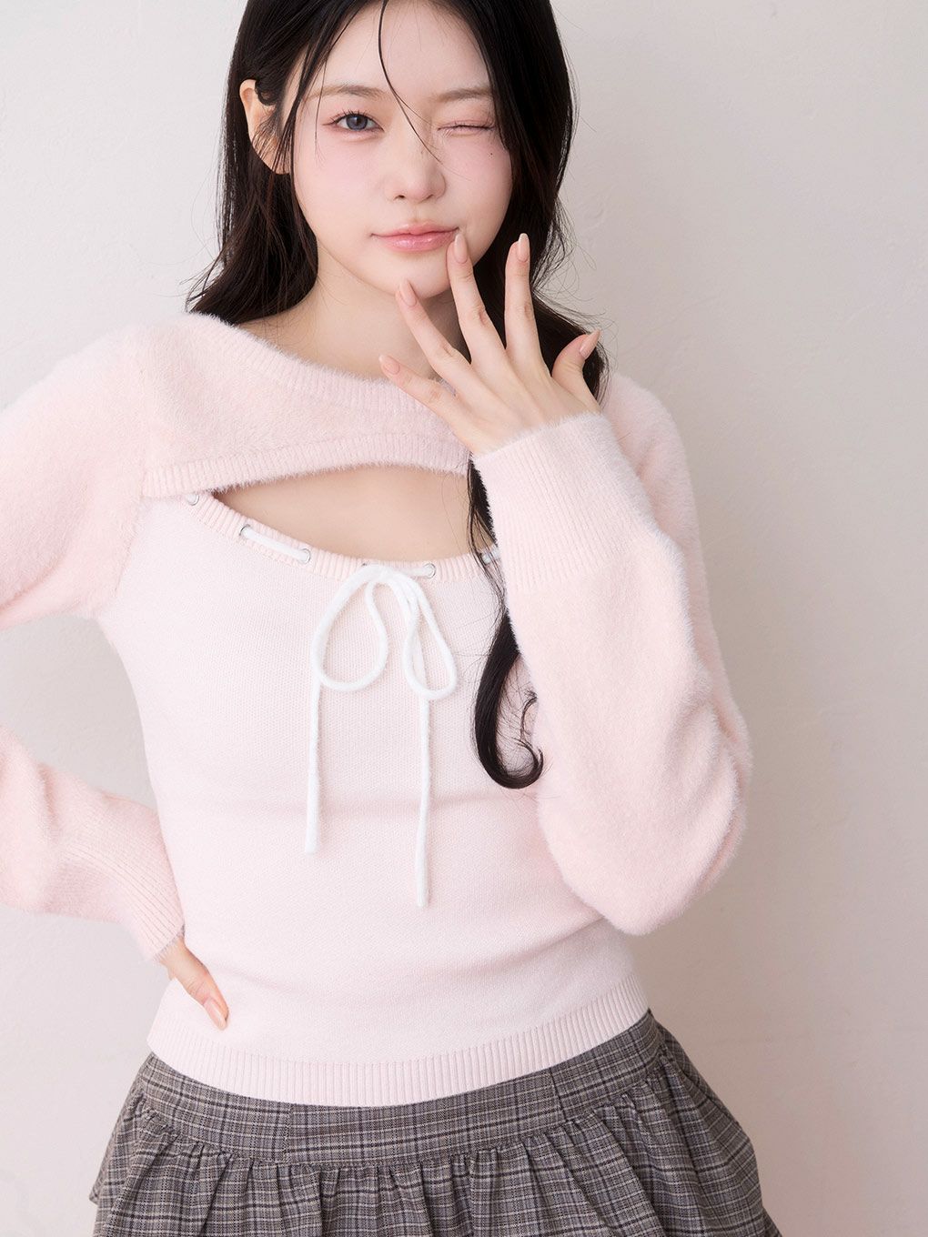 【BUBBLES】リボンニットトップス