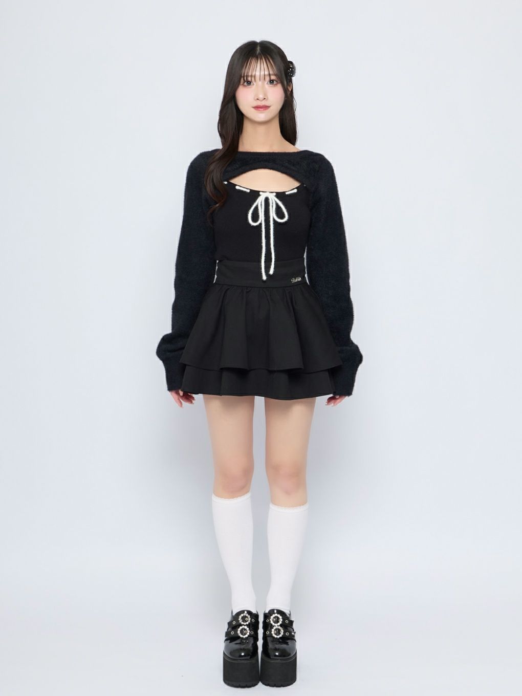 【BUBBLES】リボンニットトップス