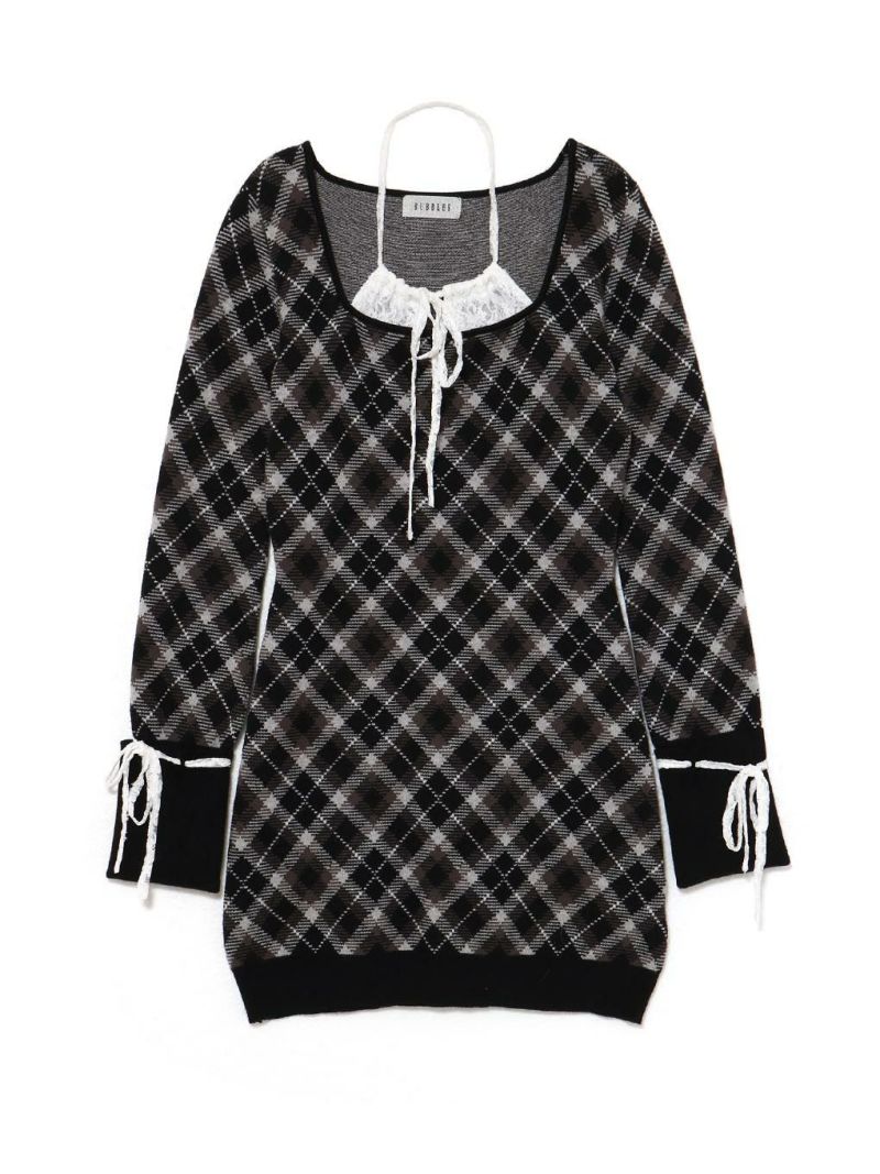BUBBLES】レースデコルテニットワンピース | sparkling mall online store