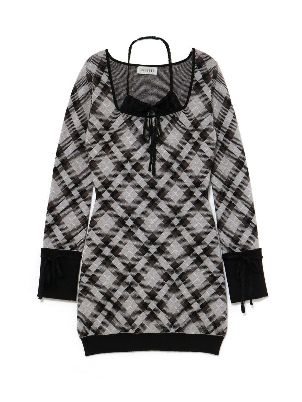 【BUBBLES】レースデコルテニットワンピース