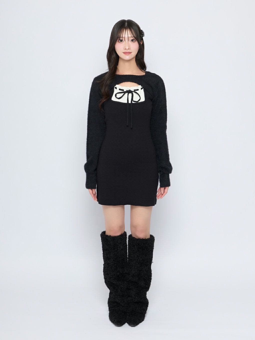 【BUBBLES】ガーリーレイヤードニットワンピース