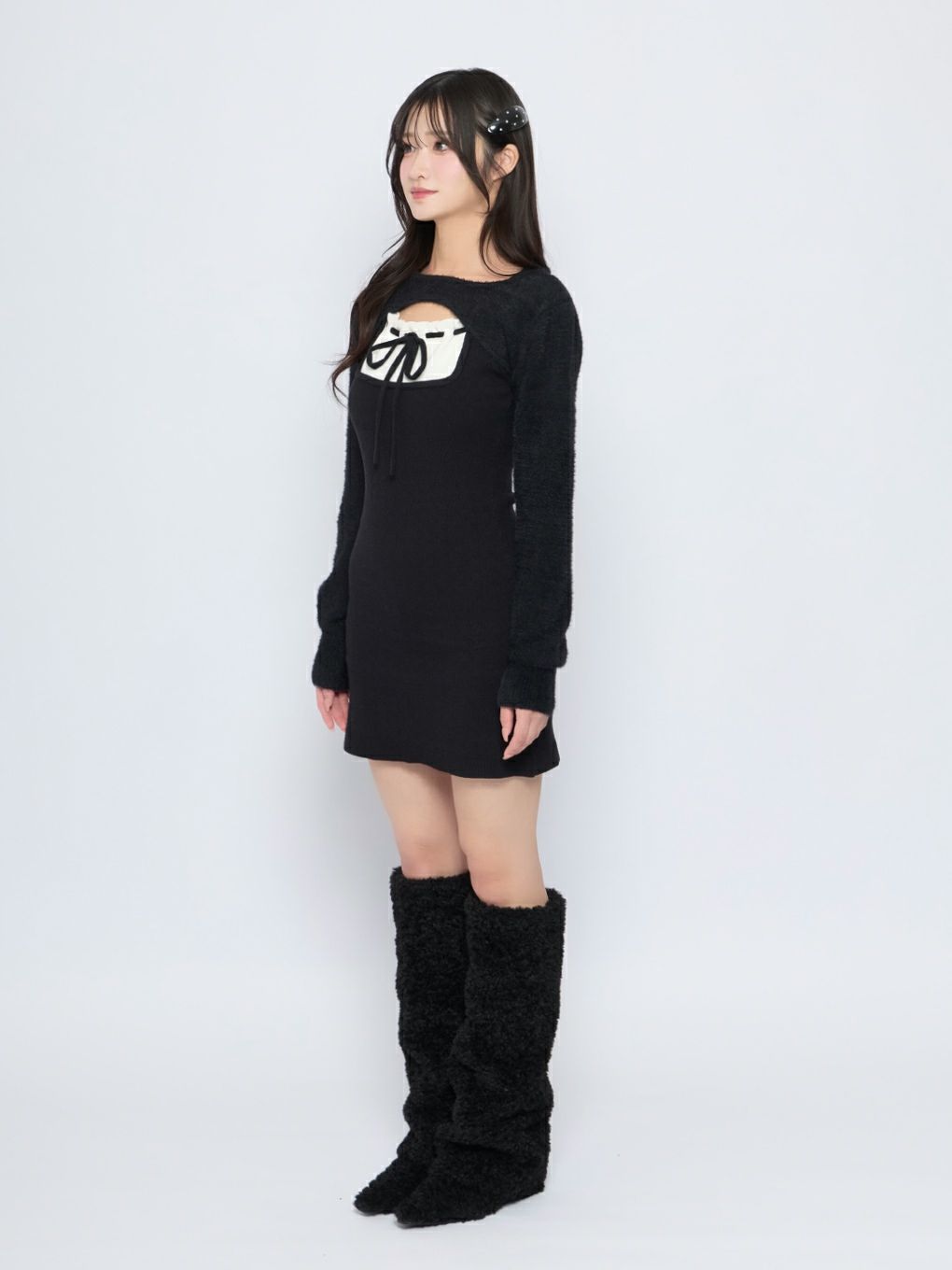 【BUBBLES】ガーリーレイヤードニットワンピース