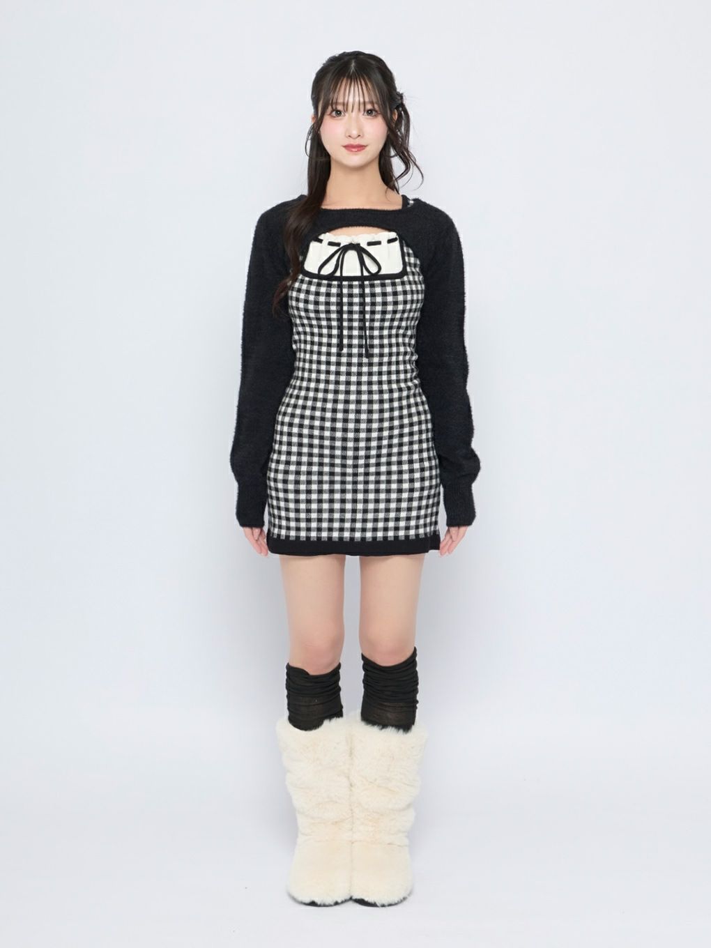 【BUBBLES】ガーリーレイヤードニットワンピース