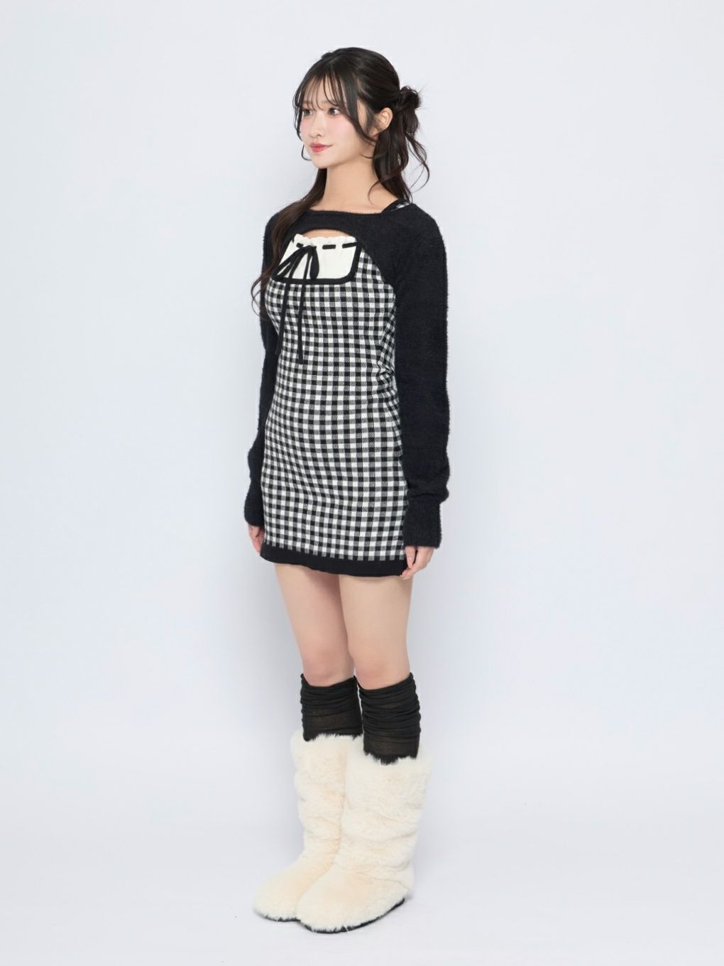 【BUBBLES】ガーリーレイヤードニットワンピース