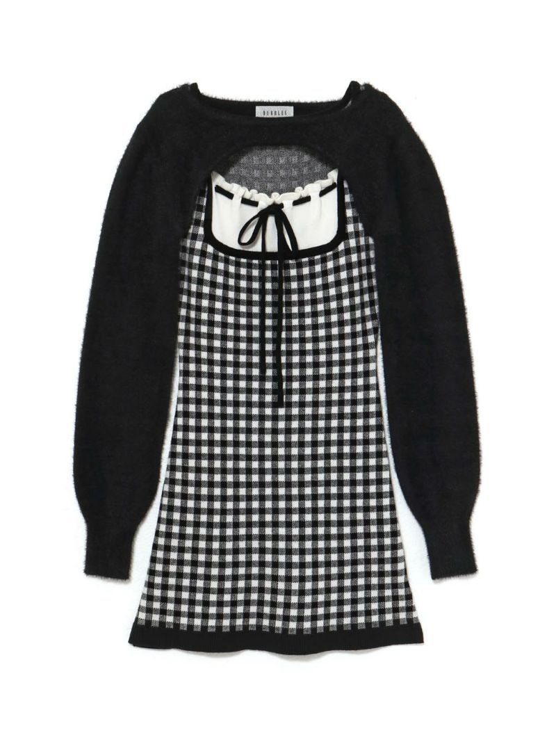 bubbles ガーリープリーツワンピース ブラック Flolia（フロリア） ワンピース 「喪服・礼服」コンビプリーツ