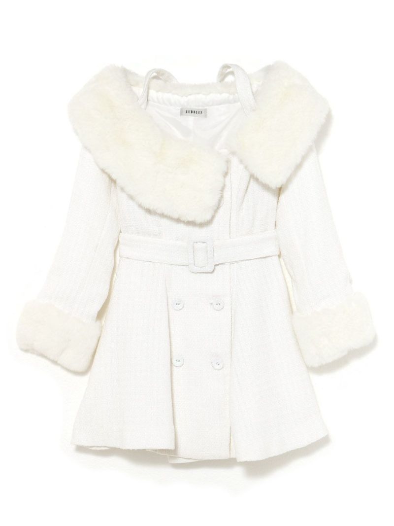 BUBBLES】ファーオフショルツイードワンピース | sparkling mall