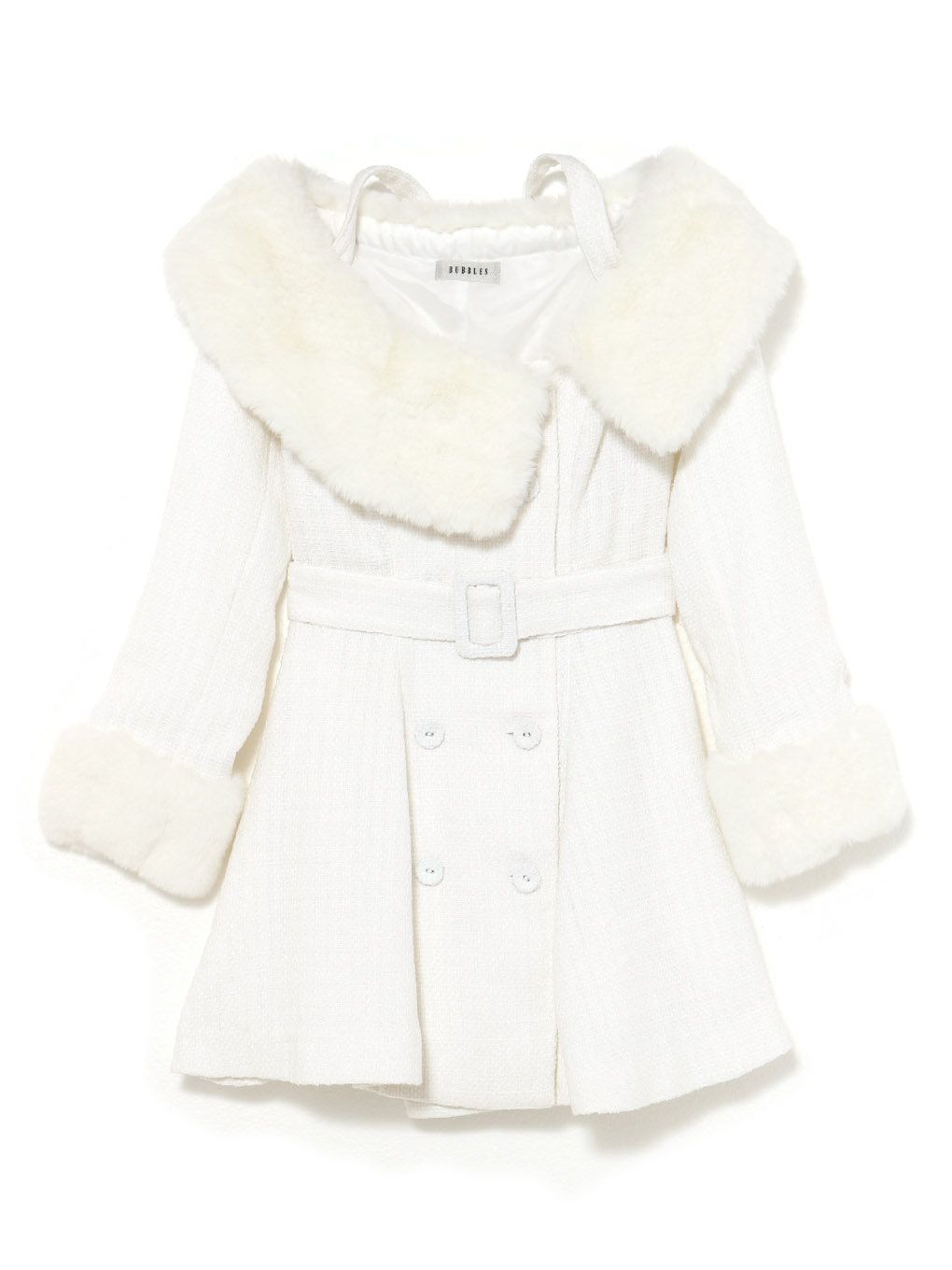 【BUBBLES】ファーオフショルツイードワンピース