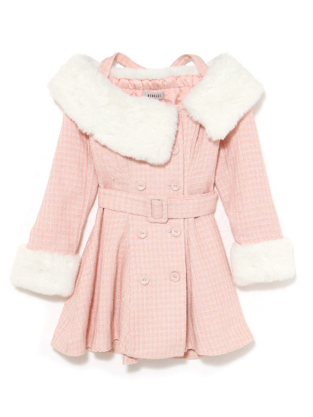 【BUBBLES】ファーオフショルツイードワンピース