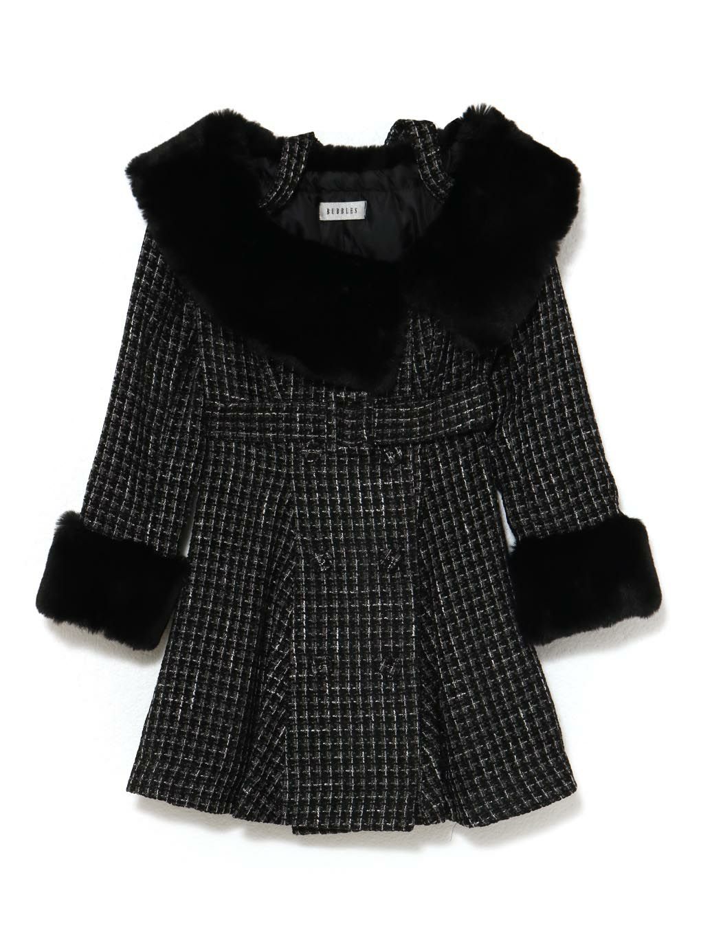 【BUBBLES】ファーオフショルツイードワンピース