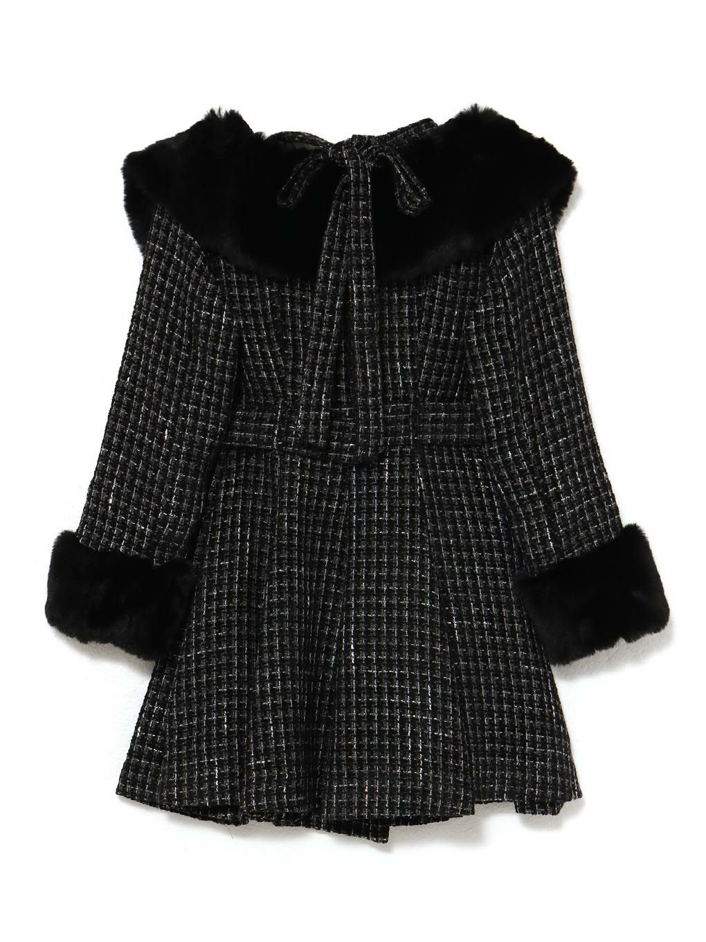 【BUBBLES】ファーオフショルツイードワンピース