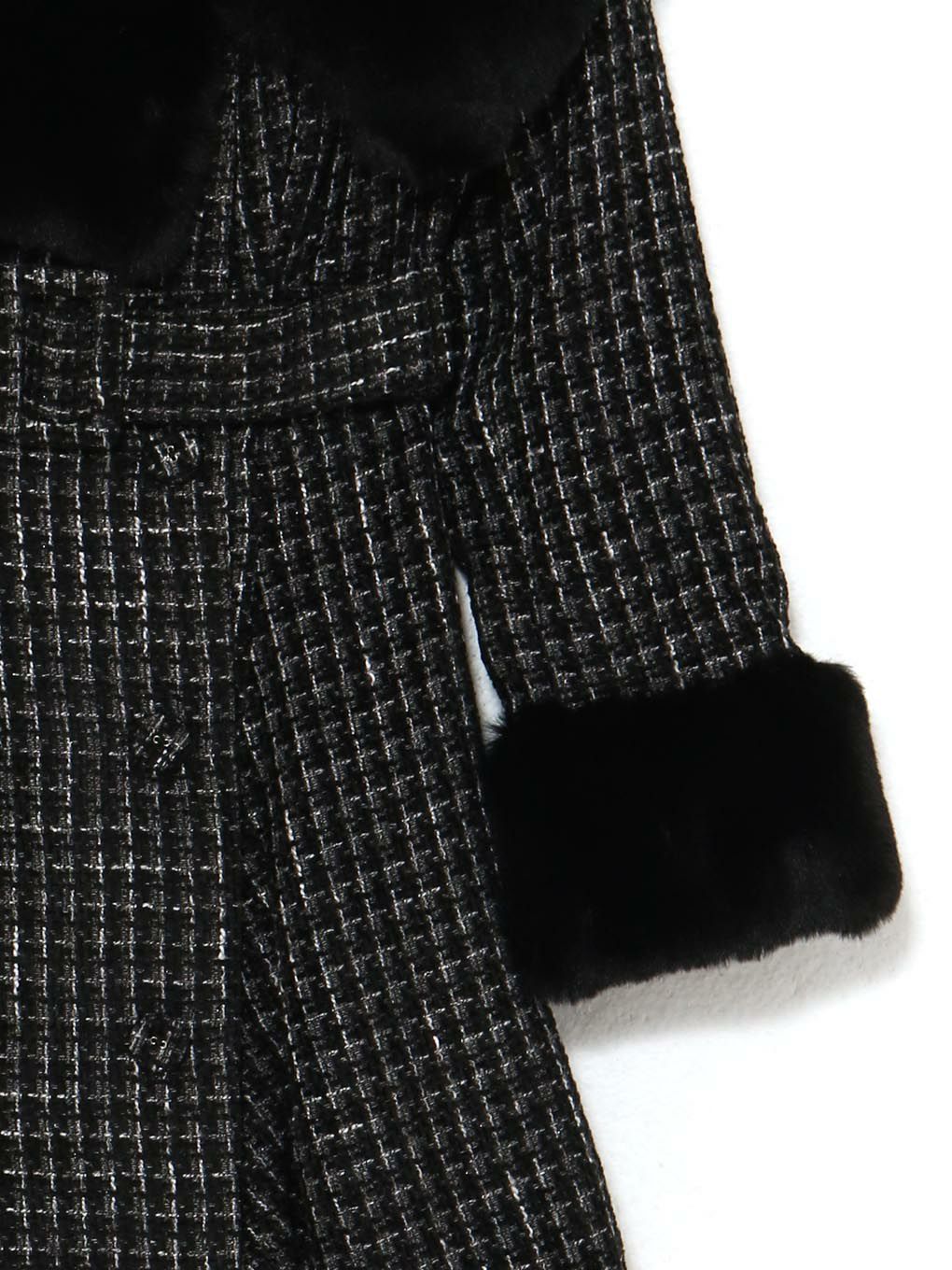 【BUBBLES】ファーオフショルツイードワンピース