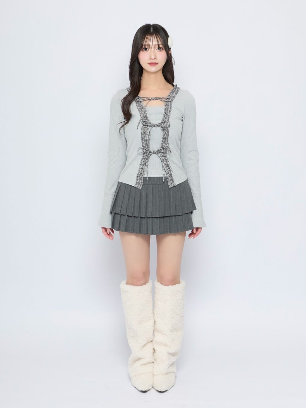 【BUBBLES】チェックフリルトップス