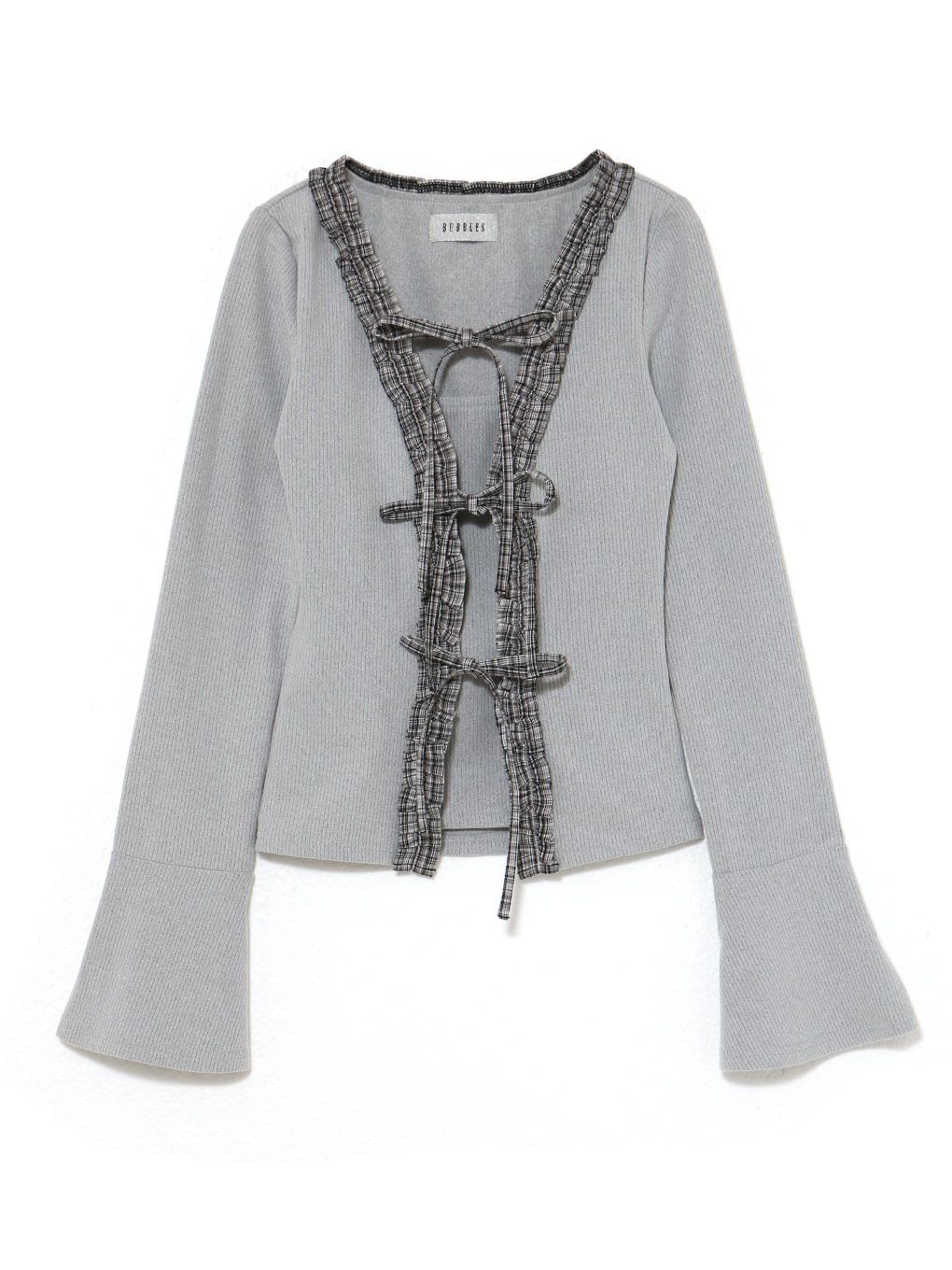 【BUBBLES】チェックフリルトップス