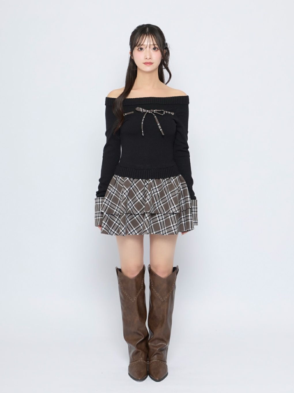 【BUBBLES】チェックリボンワンピース