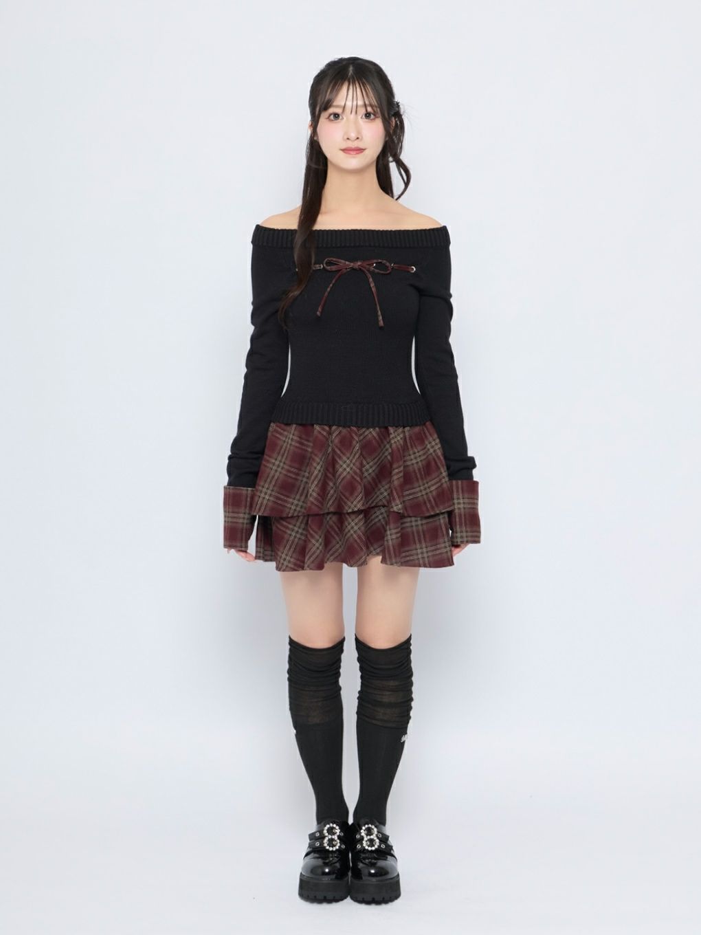 【BUBBLES】チェックリボンワンピース