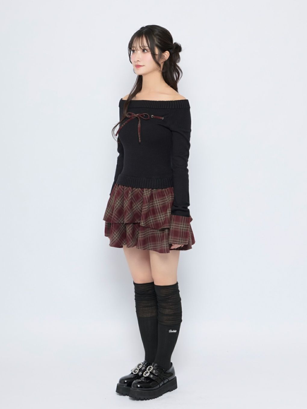 【BUBBLES】チェックリボンワンピース