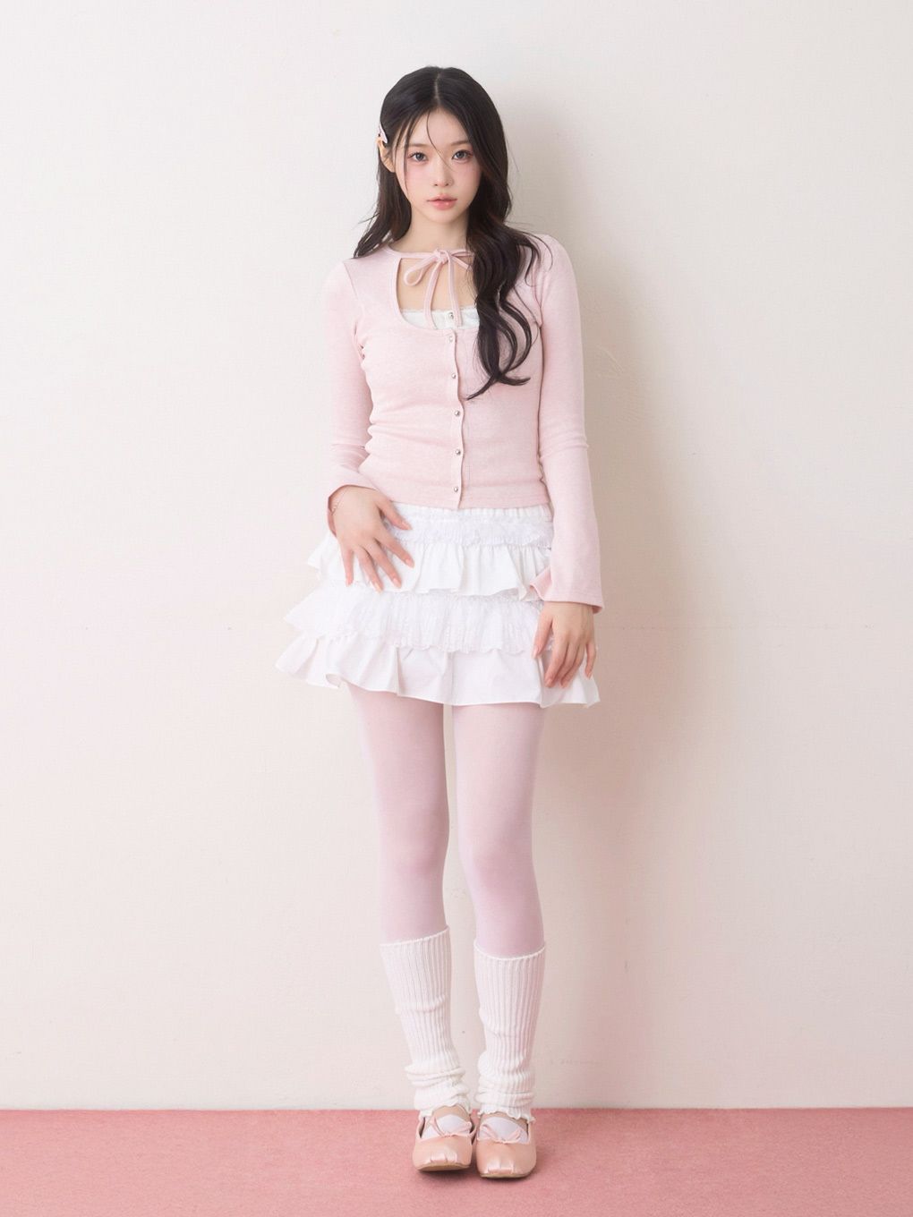 【BUBBLES】レイヤードリブトップス