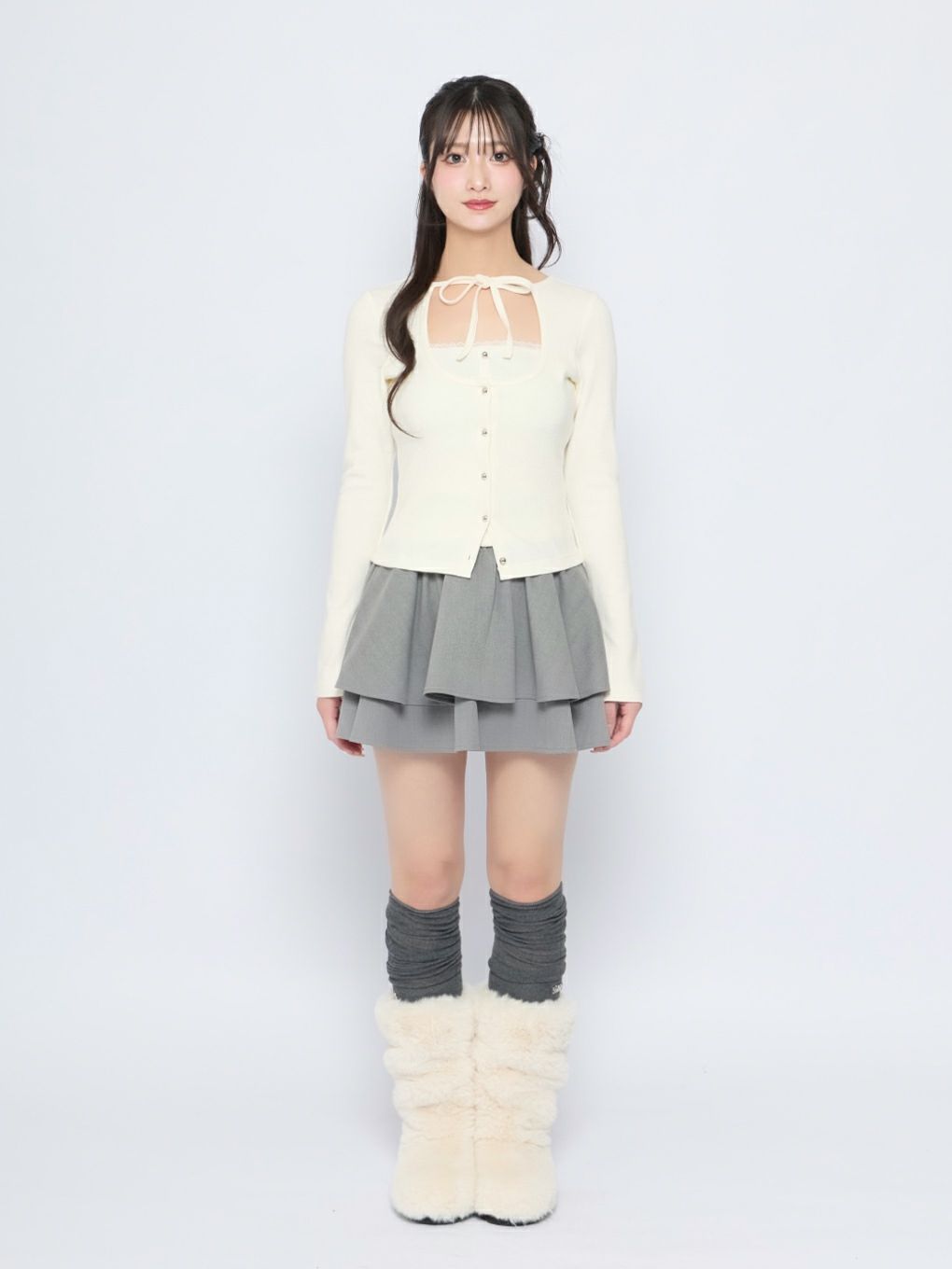 【BUBBLES】レイヤードリブトップス