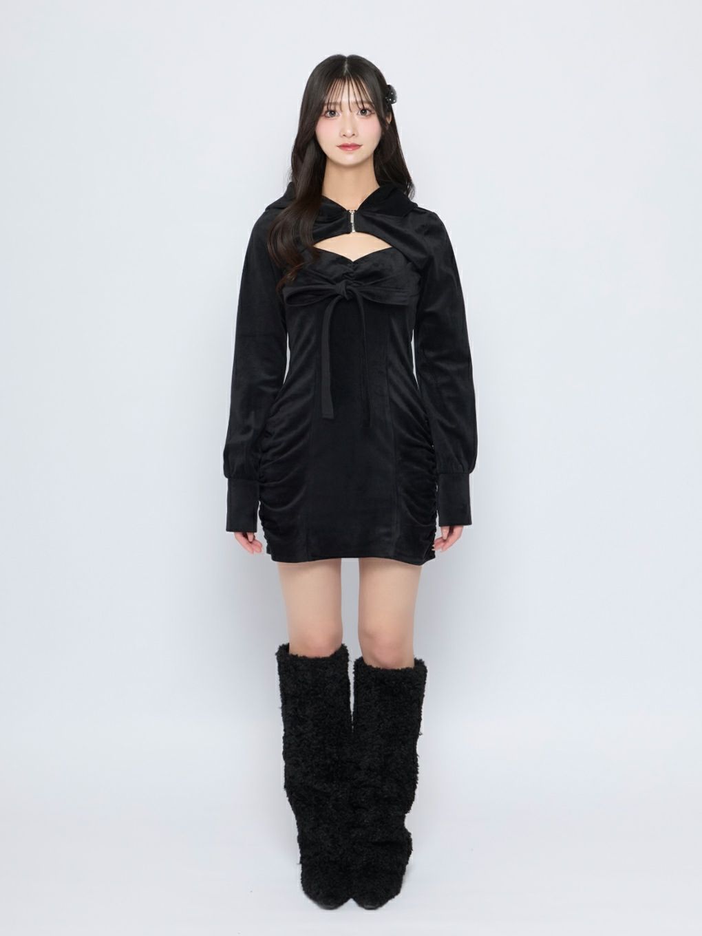 【BUBBLES】ベルベットリボンワンピース