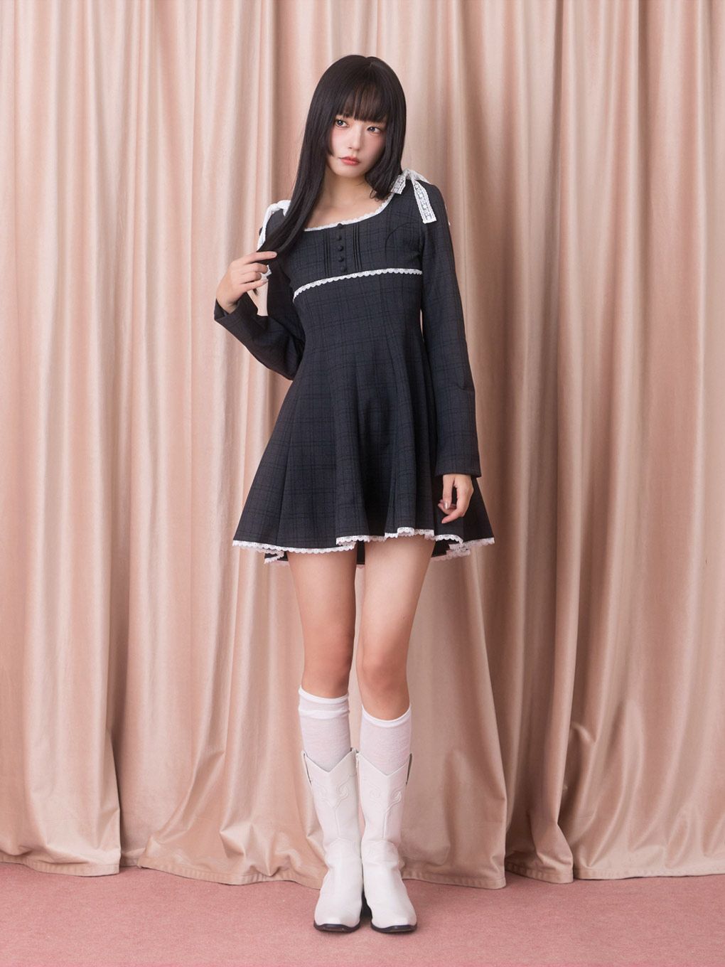 【BUBBLES】タイニーリボンフレアワンピース