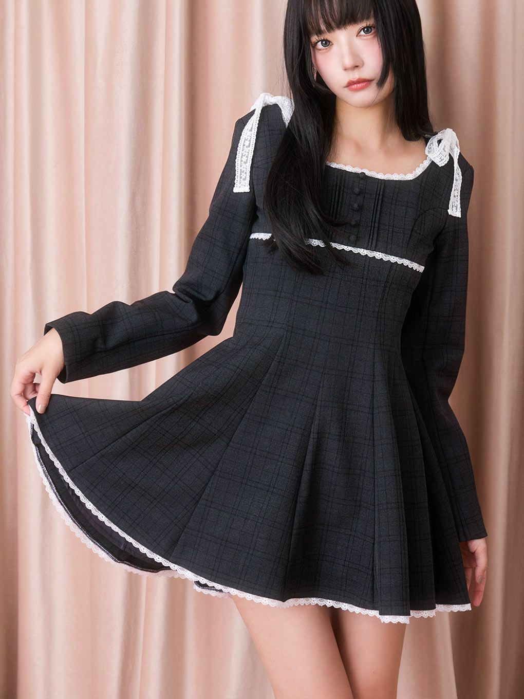 【BUBBLES】タイニーリボンフレアワンピース