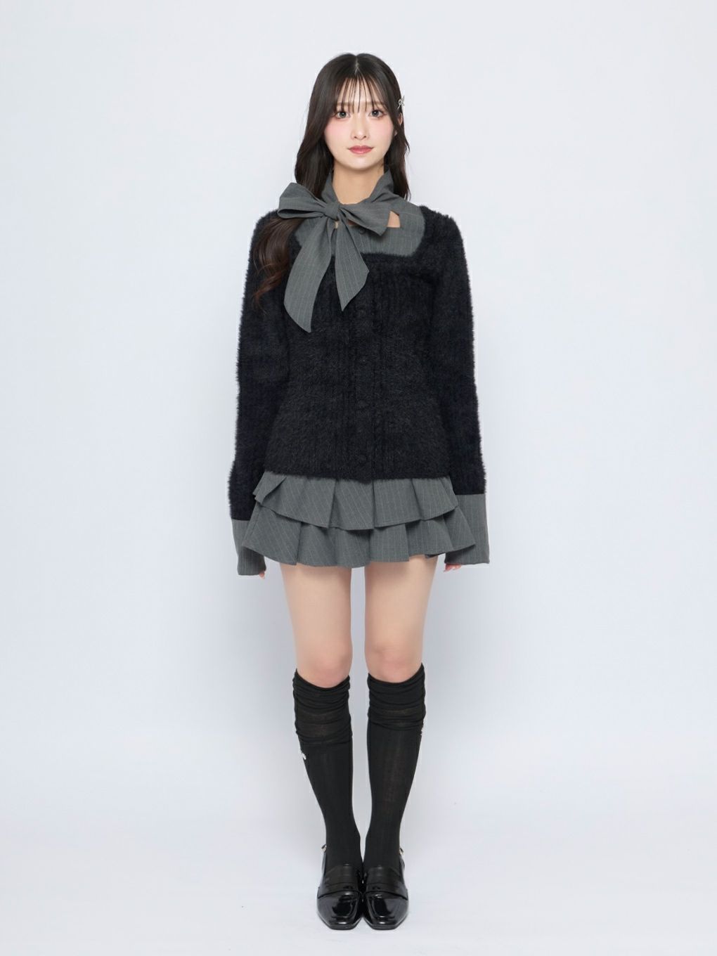 【BUBBLES】リボンタイスクールニット